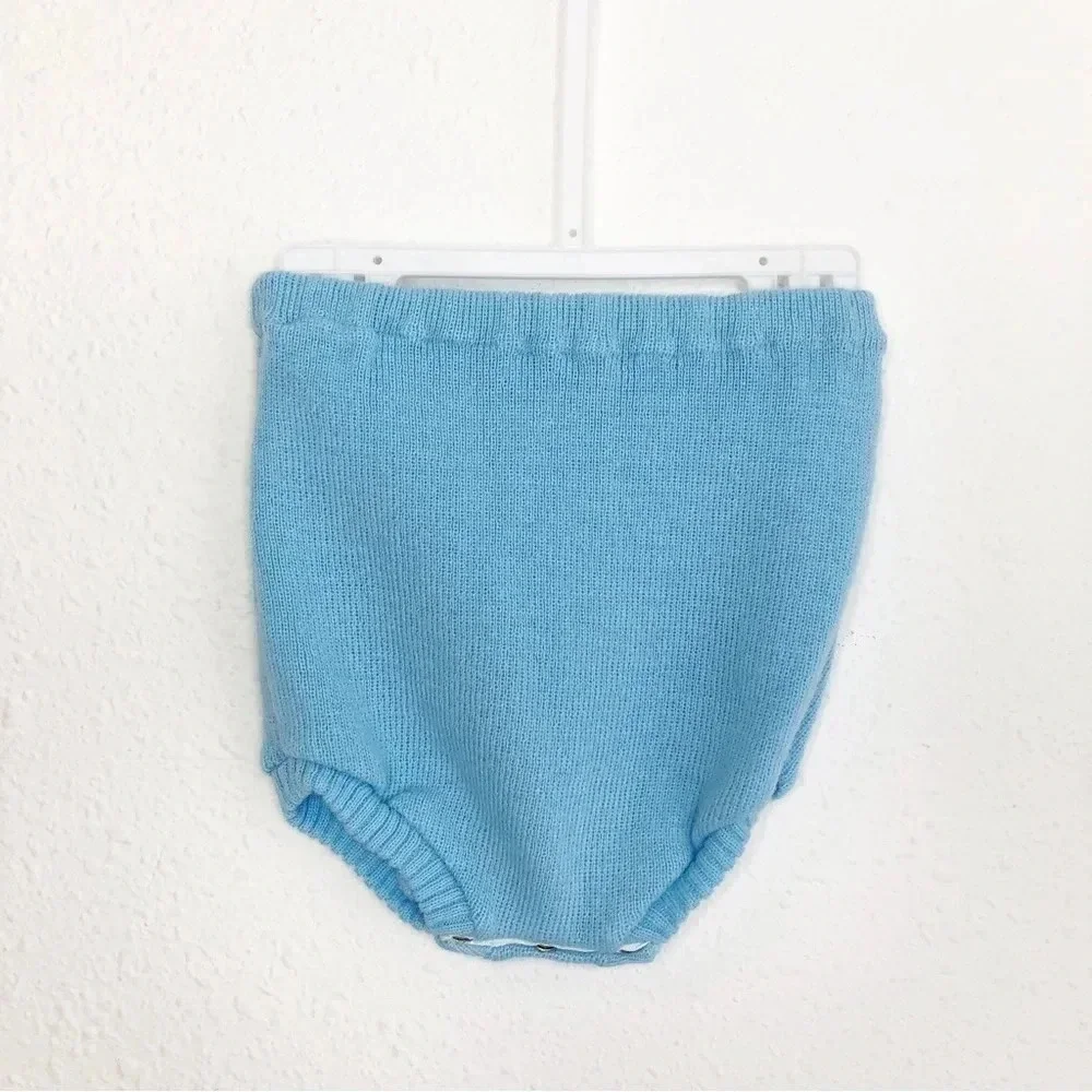 Vintage Pink and Blue Togs matching set blue sweater top & diaper cover 9 months